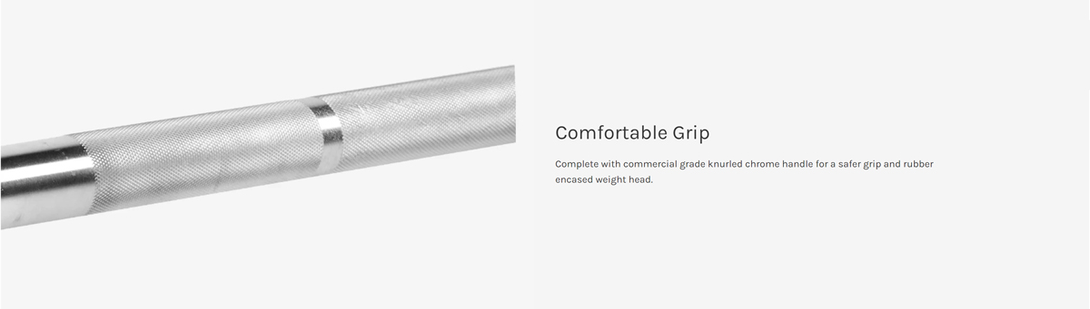 Knurled chrome handle barbell, comfortable grip